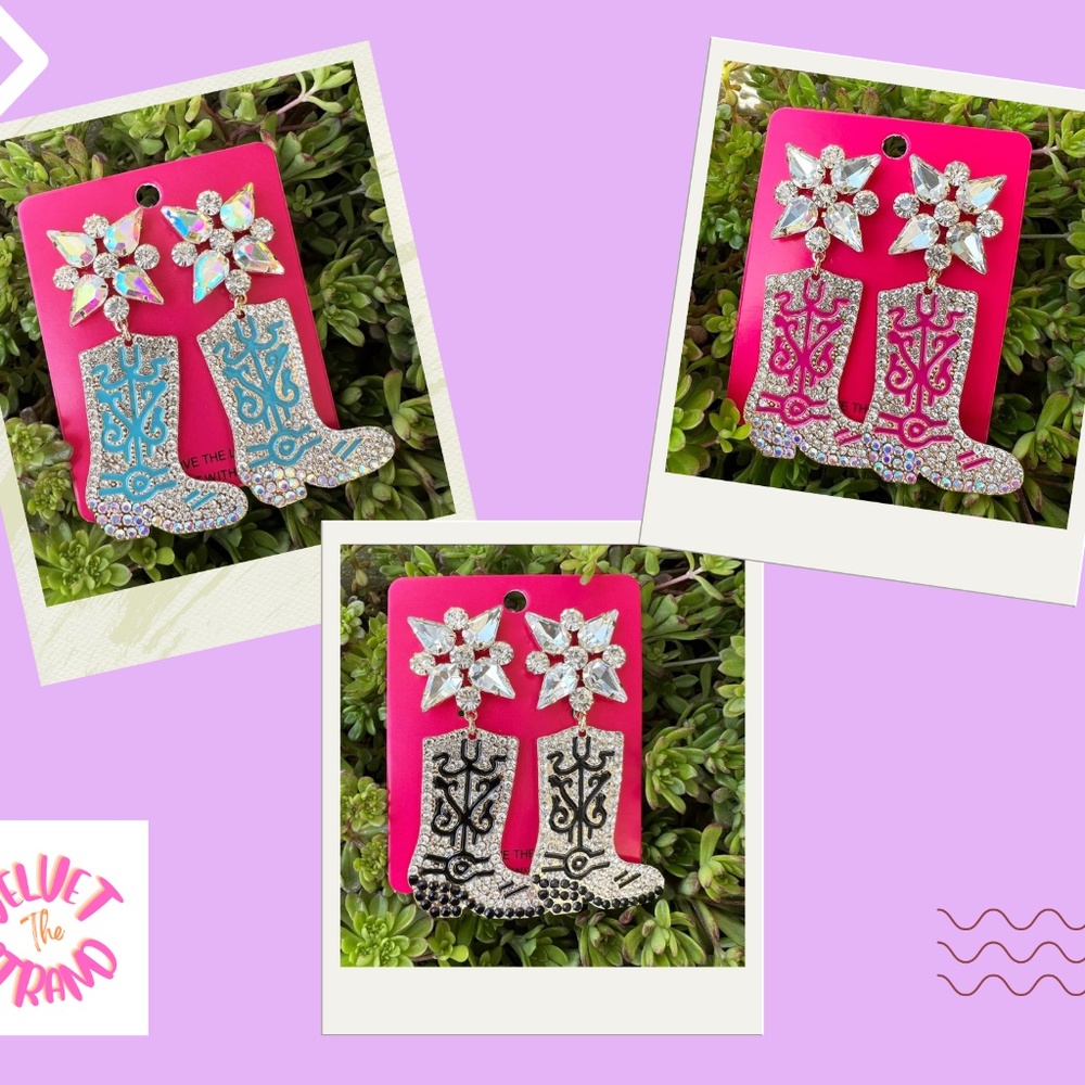 Rhinestone Cowboy Boot Earrings